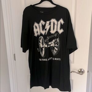 AC/DC Black Graphic T-Shirt For Those Anout to Rock
